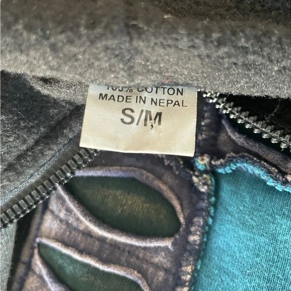 Nepali Patchwork Razor Cut Embroidered Boho Hippy Festival Hooded Jacket S/M - Picture 14 of 15